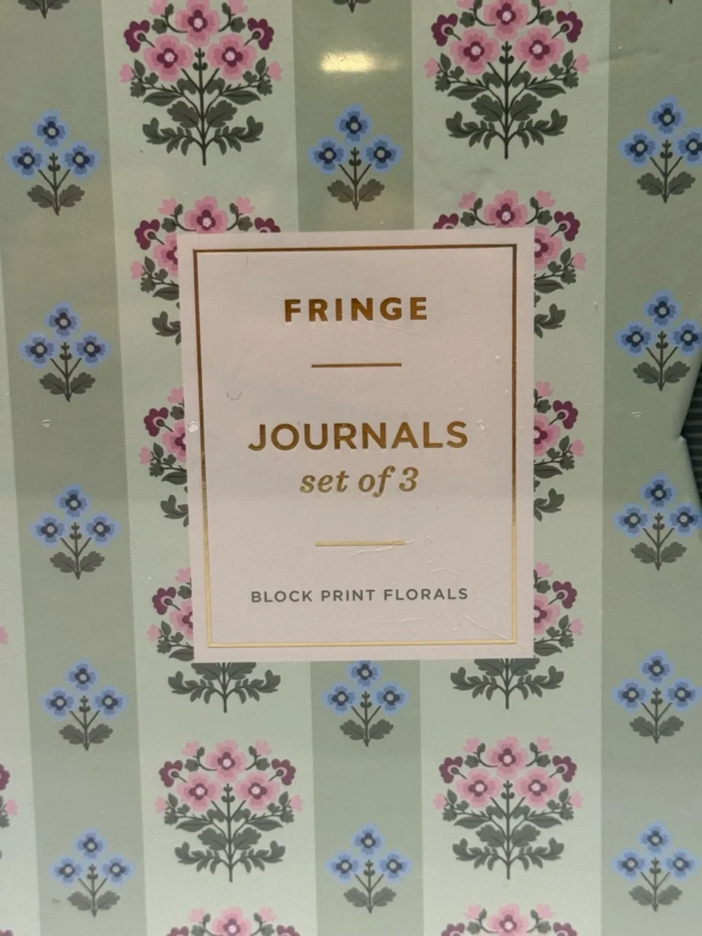 Fringe Block Print Florals Journal Set of 3 New Sealed Notebooks